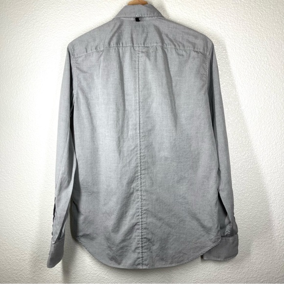 Rag & Bone Mens Button Down Slim Fit Shirt Small White Gray Oxford Long Sleeve - Picture 9 of 16